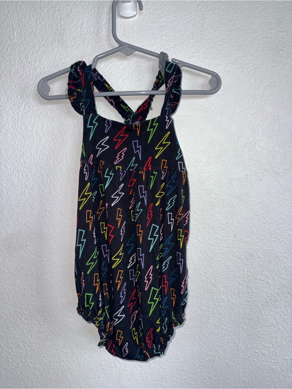 Posh Peanut Black Lightning Bolt Print One-Piece Bodysuit